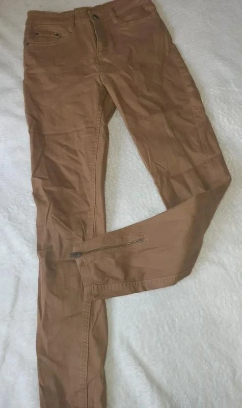 Calça slim bege/marrom com zíper Jennyfer tamanho 36 - P – photo 3